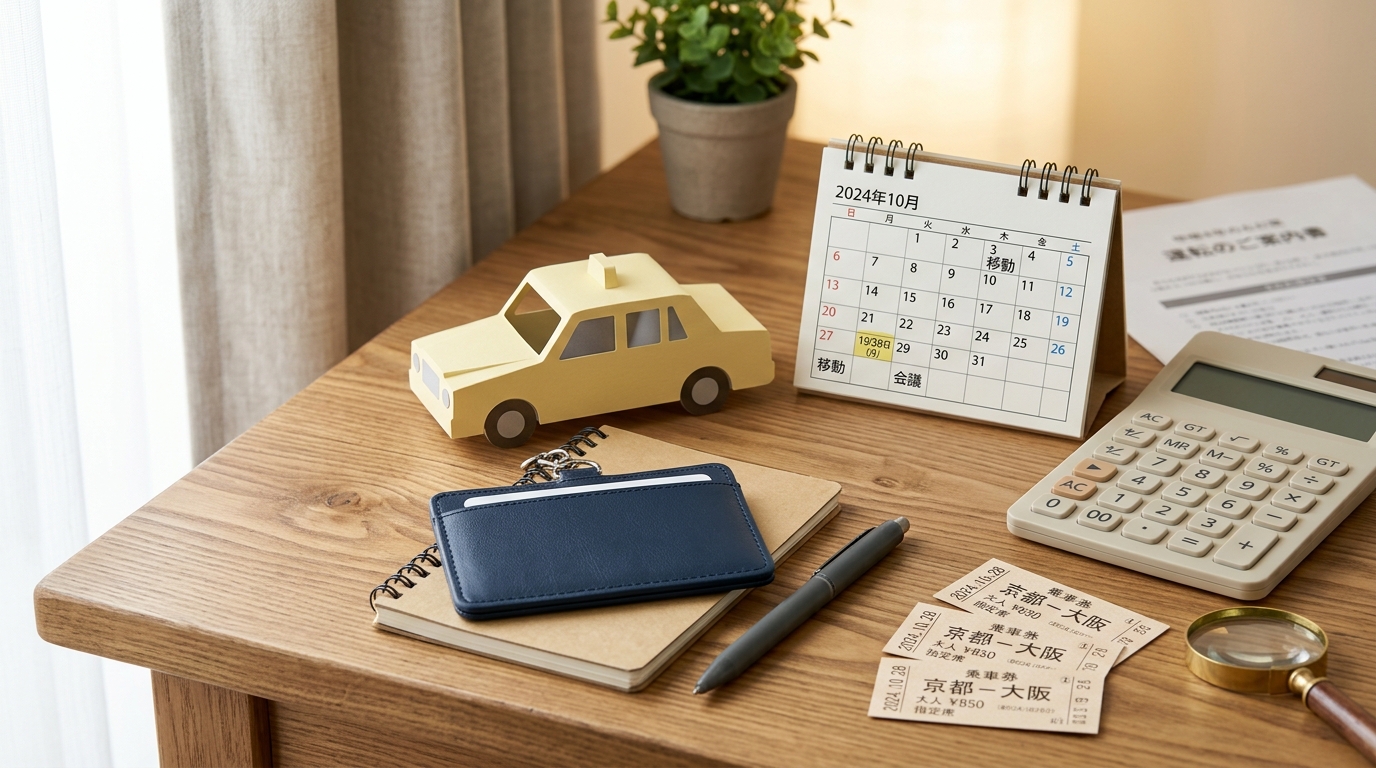 タクシーのミニチュアと手帳型IDカード、乗車チケットを並べた障害者手帳のタクシー割引のイメージ